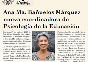 Ana Ma. Bañuelos Márquez, nueva coordinadora.