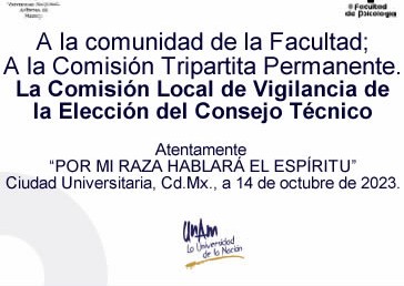 A la comunidad de la Facultad; A la Comisión Tripartita Permanente.