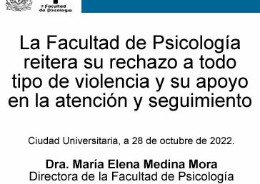 Facultad de Psicología reitera su rechazo a violencia