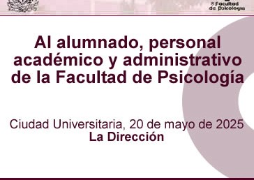 Al alumnado, personal académico y administrativo -20 de mayo.