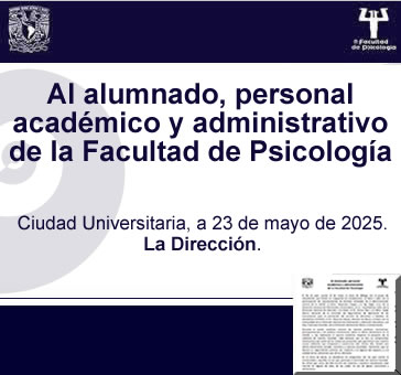 Al alumnado, personal académico y administrativo. 23 de mayo de 2025.