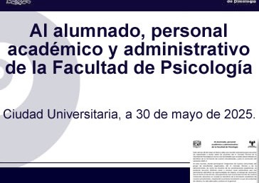 Al alumnado, personal académico y administrativo. 30 de mayo.