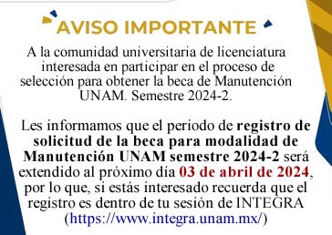 Beca de manutención UNAM 2024-2