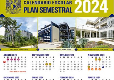 Calendario Escolar. Plan Semestral 2024 de la UNAM.
