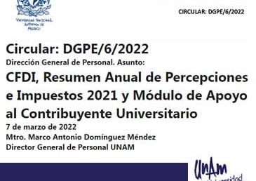 Circular: DGPE/6/2022. Dirección General de Personal.