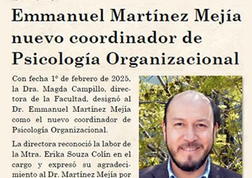 Emmanuel Martínez, nuevo coordinador de Psicología Organizacional
