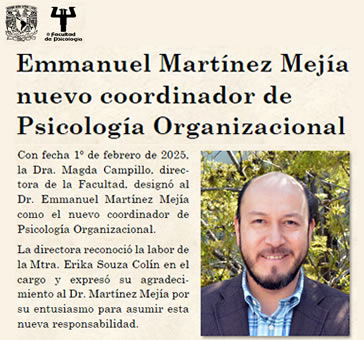 Emmanuel Martínez, nuevo coordinador de Psicología Organizacional