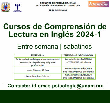 Cursos de Comprensión de Lectura en Inglés, semestre 2024-1