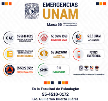 Números telefónicos de Emergencias UNAM
