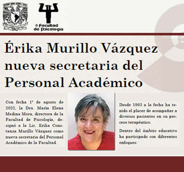 Érika Murillo nueva secretaria del Personal Académico