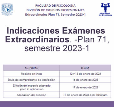 Indicaciones Extraordinarios -Plan 71, semestre 2023.