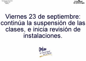23 de septiembre: continúa la suspensión de las clases…