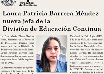 Laura Patricia Barrera Méndez, nueva jefa de la DEC