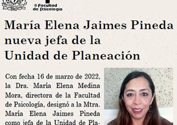 María Elena Jaimes Pineda, nueva jefa de la Unidad de Planeación
