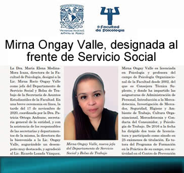 Mirna Ongay Valle, designada al frente de Servicio Social