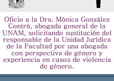 Oficio a la Dra. Mónica González, abogada general de la UNAM