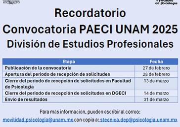 Recordatorio Convocatoria PAECI UNAM 2025
