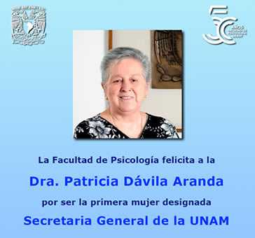 La Facultad de Psicología felicita a la Dra. Patricia Dávila