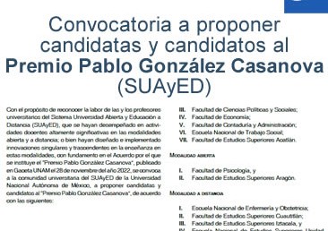 Candidatas y candidatos al Premio Pablo González