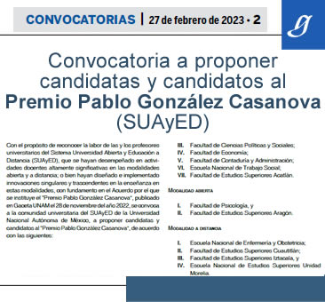 Candidatas y candidatos al Premio Pablo González