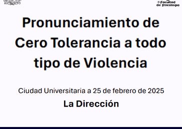 Pronunciamiento -Cero Tolerancia a todo tipo de Violencia.