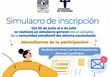 Simulacro general de inscripción: 30 de junio al 4 de julio 2025.