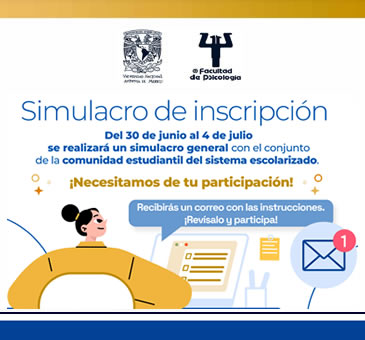 Simulacro general de inscripción: 30 de junio al 4 de julio 2025.