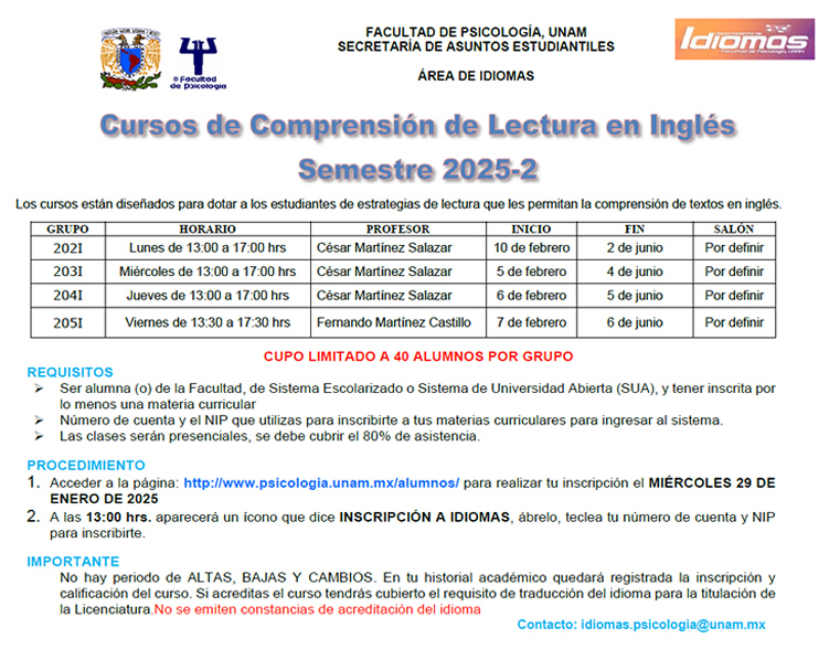 Curso-de-comprension-de-lectura-en-ingles-Entre-semana-2025-2-Dpt-Idiomas-SASE-Fac-Psicologia-UNAM
