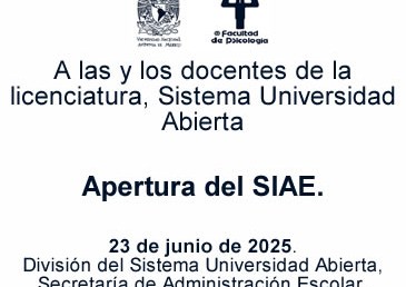 Apertura del SIAE. Sistema Universidad Abierta.