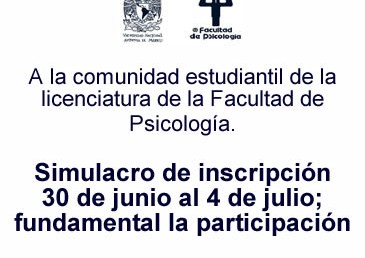 Simulacro de inscripción 30 de junio al 4 de julio.